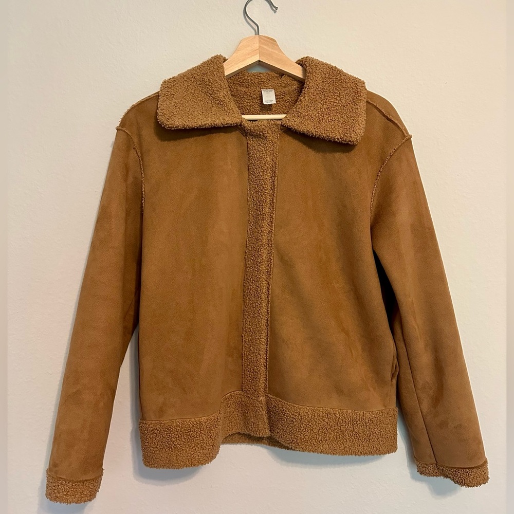 Marine Layer Brown Suede Sherpa Jacket
